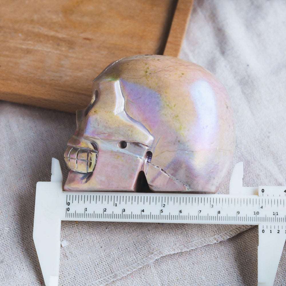 Reikistal 3'' Aura Rhodonite Skull