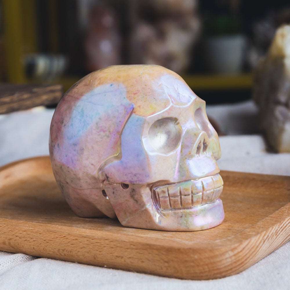 Reikistal 3'' Aura Rhodonite Skull