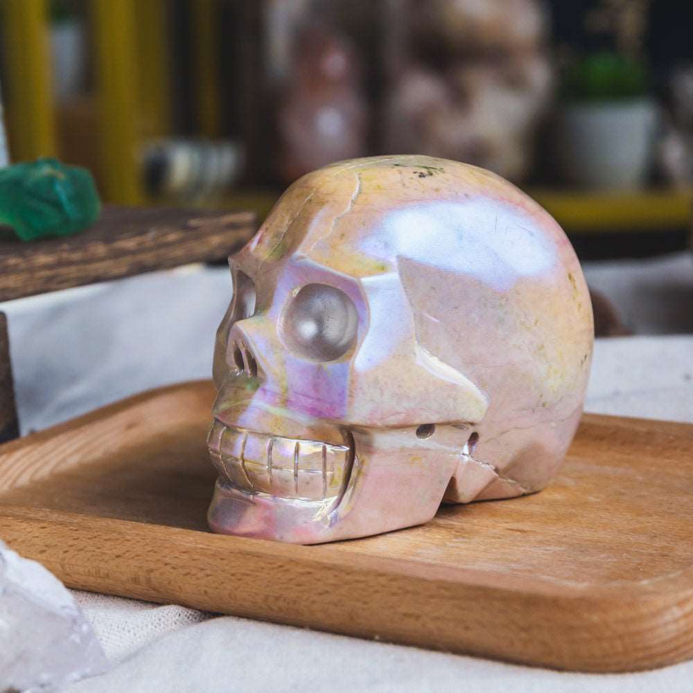 Reikistal 3'' Aura Rhodonite Skull