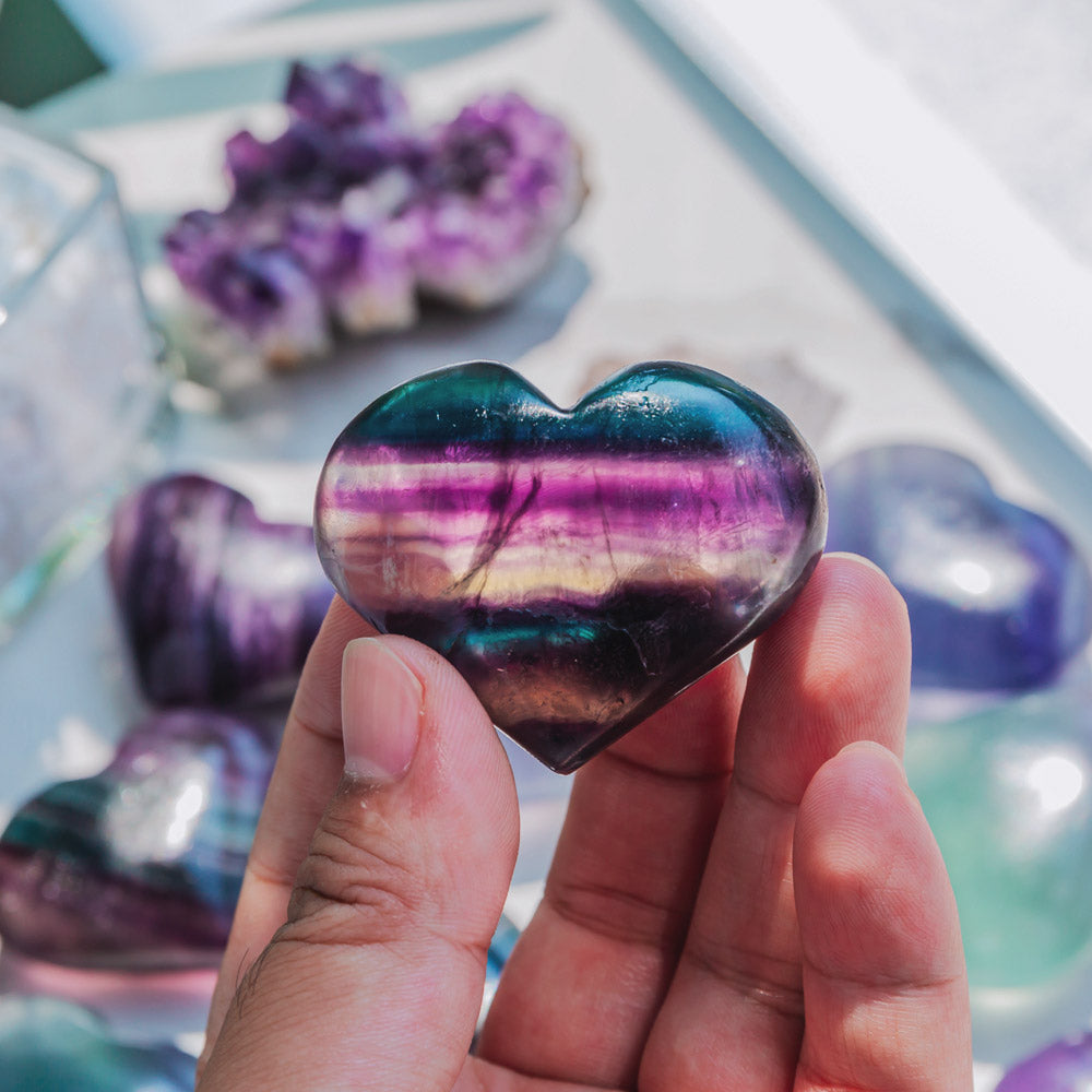 Reikistal Rainbow Fluorite Heart