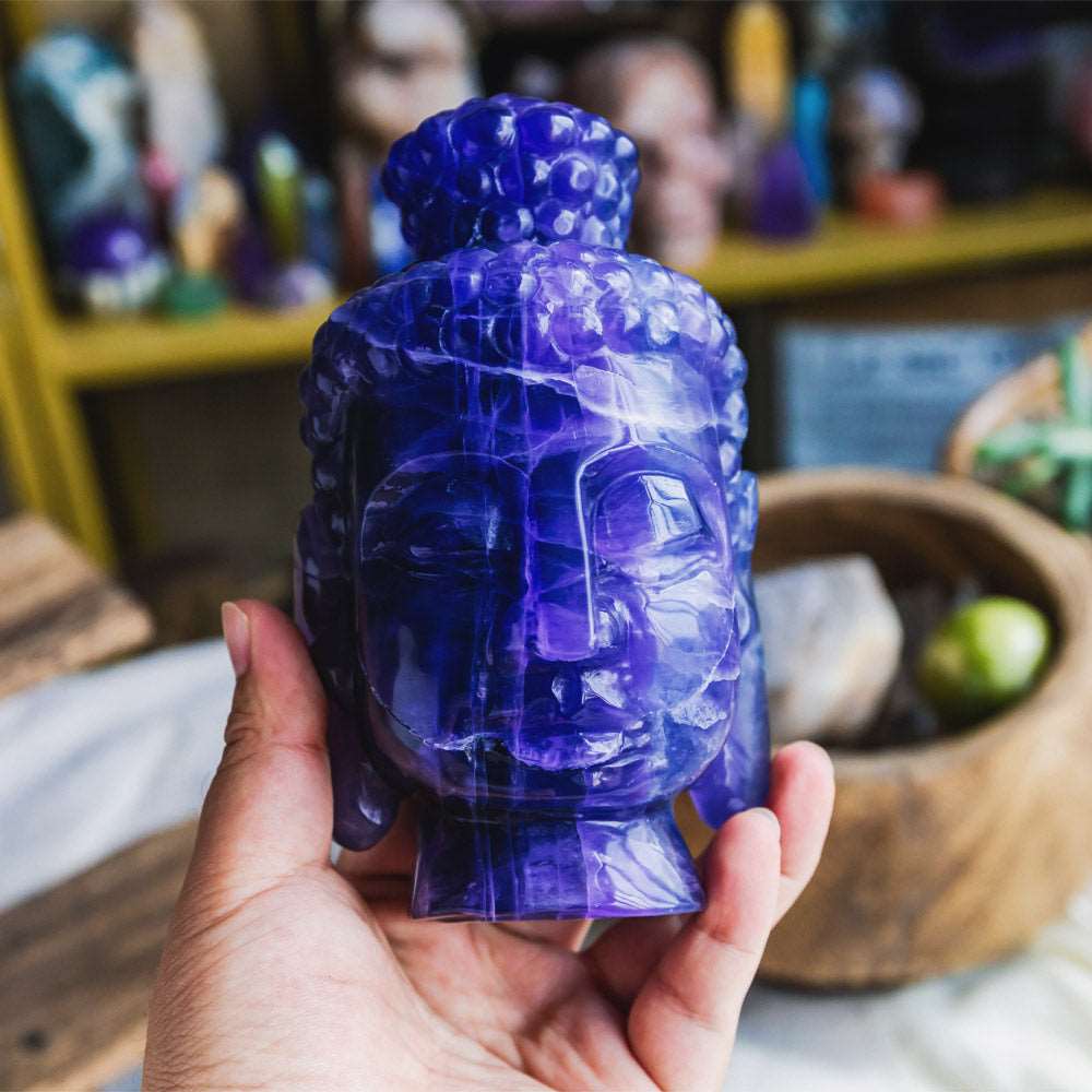 Reikistal Purple Fluorite Buddha Head