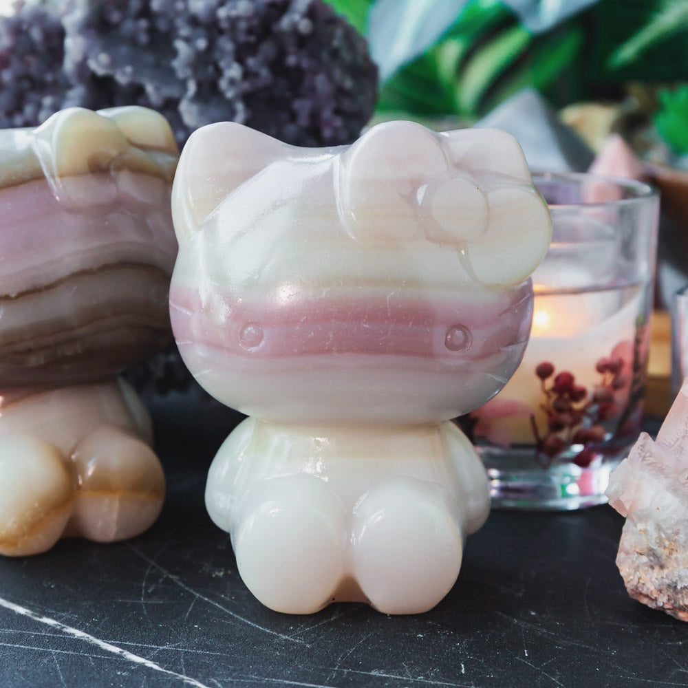 Reikicrystal Pink Pistachio Calcite Hello Kitty