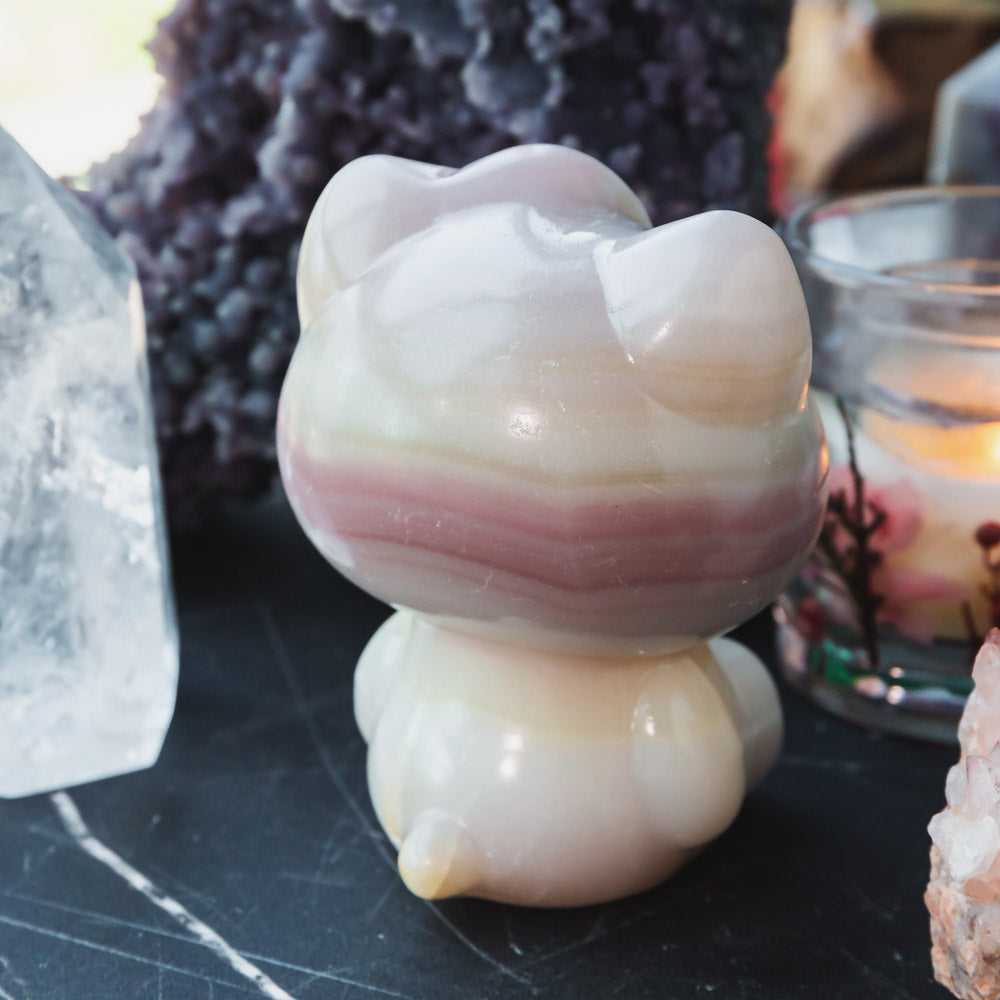 Reikicrystal Pink Pistachio Calcite Hello Kitty