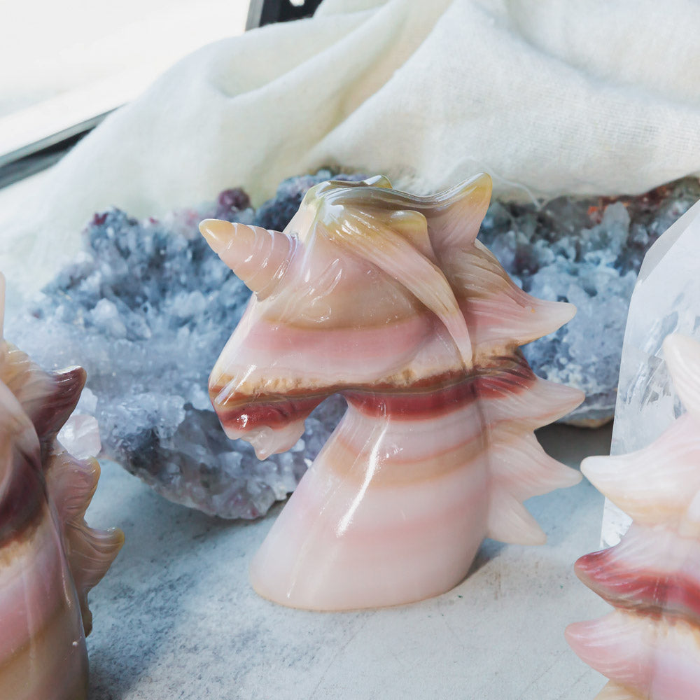 Reikicrystal Pink Pistachio Calcite Unicorn