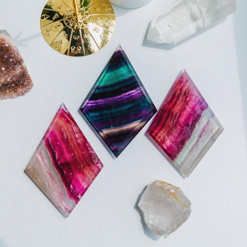 Reikistal Rainbow Fluorite Rhombus Slice