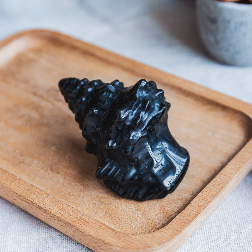 Reikistal Black Obsidian Conch