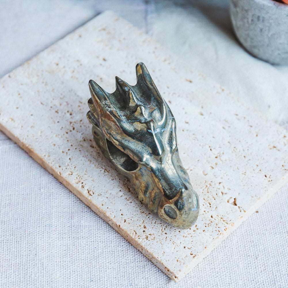 Reikistal 3'' Pyrite Dragon Head