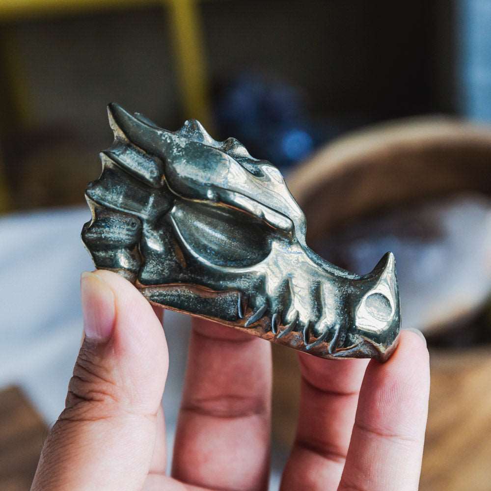 Reikistal 3'' Pyrite Dragon Head