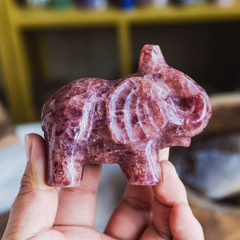 Reikistal 3'' Red Strawberry Quartz Elephant