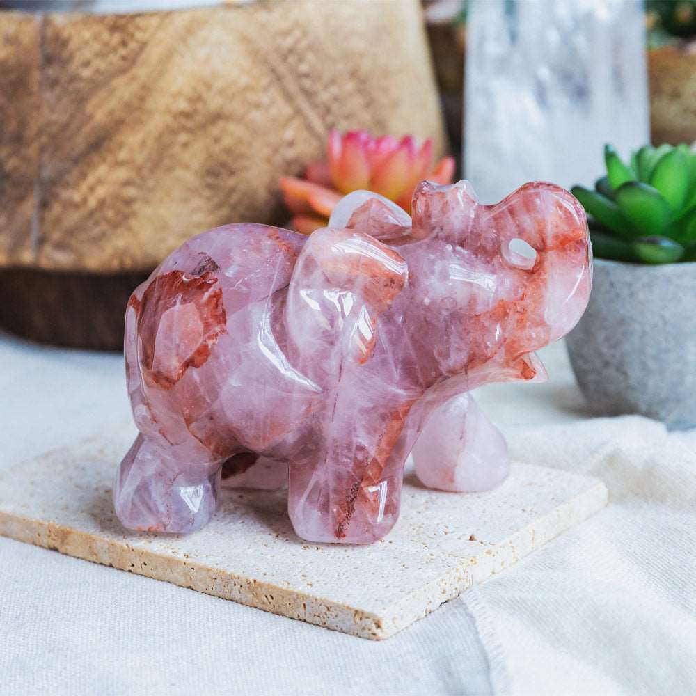 Reikistal 4'' Fire Quartz Elephant