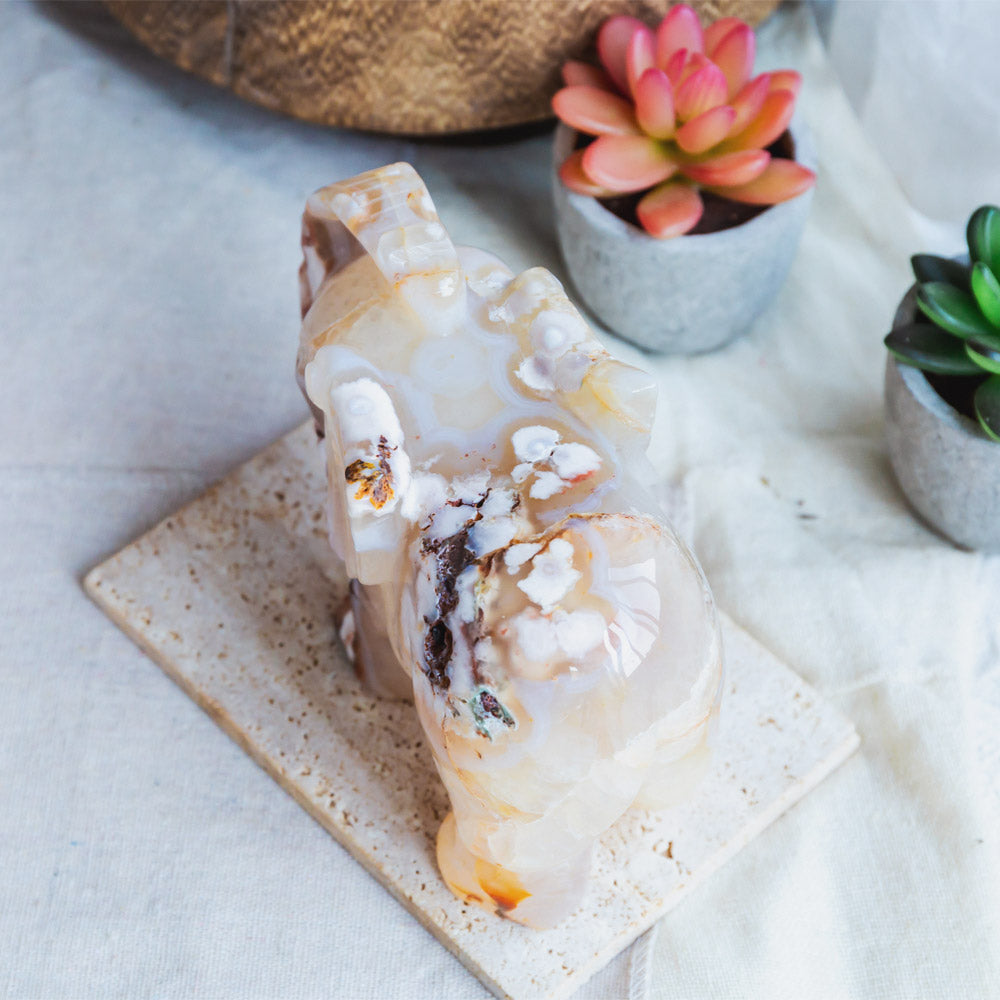 Reikistal Flower Agate Elephant