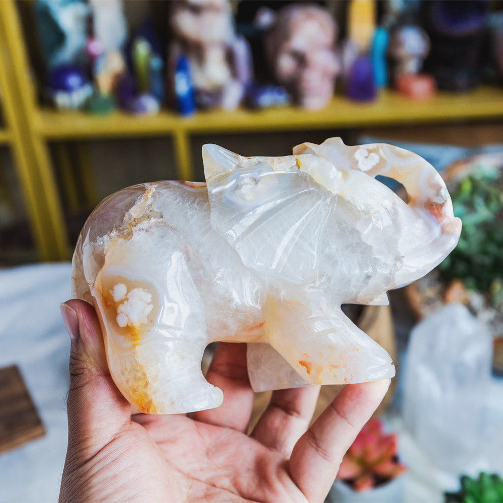 Reikistal Flower Agate Elephant