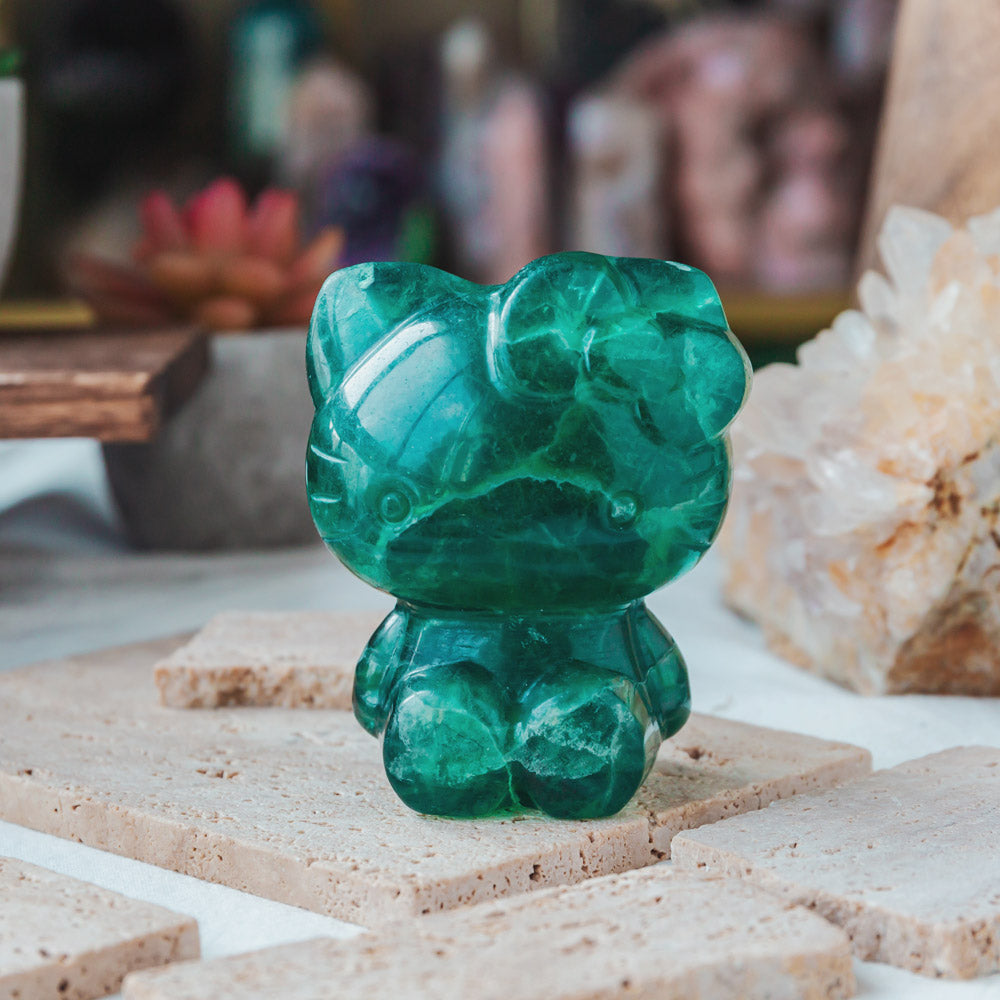 Reikistal Green Fluorite Hello Kitty