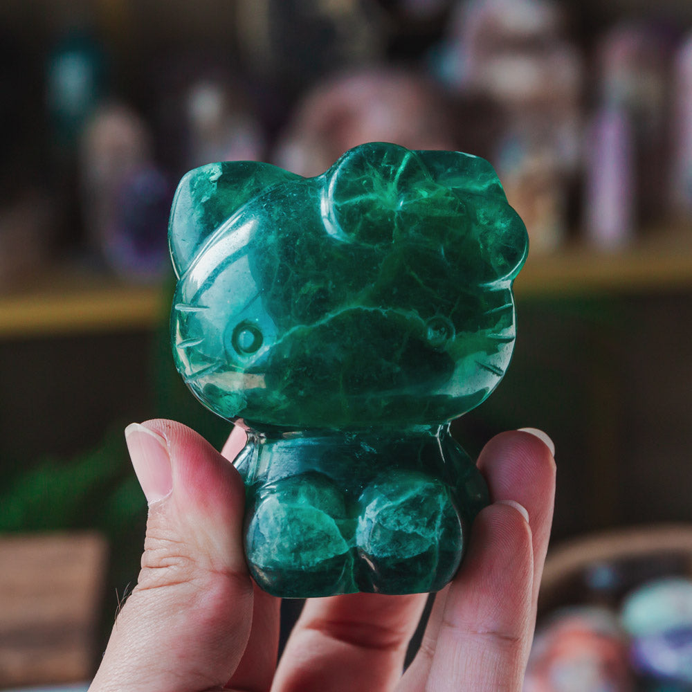 Reikistal Green Fluorite Hello Kitty