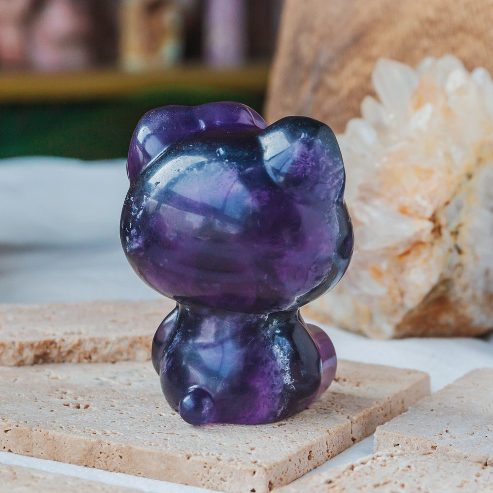 Reikistal Purole Fluorite Hello Kitty