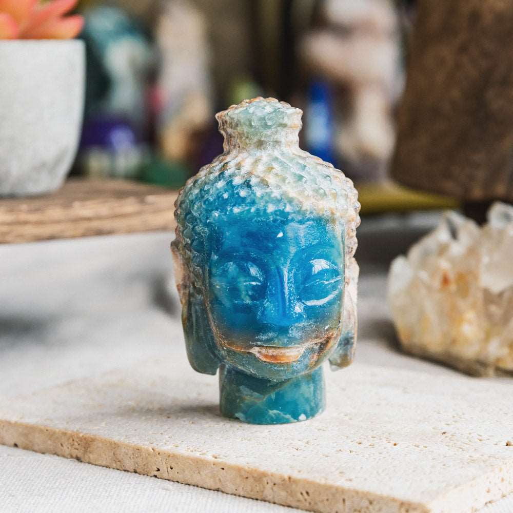 Reikistal 3''Blue Onyx Buddha Head