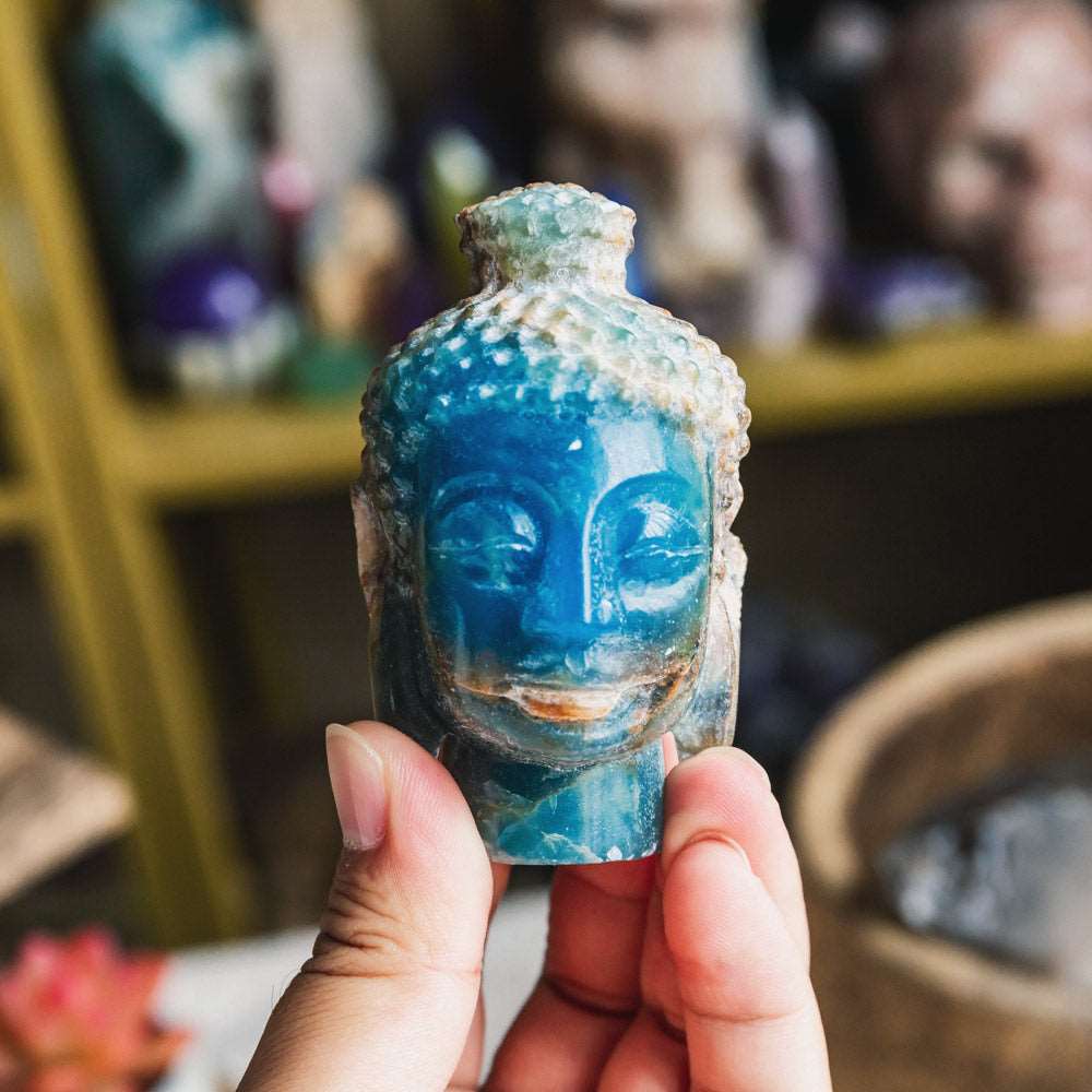 Reikistal 3''Blue Onyx Buddha Head