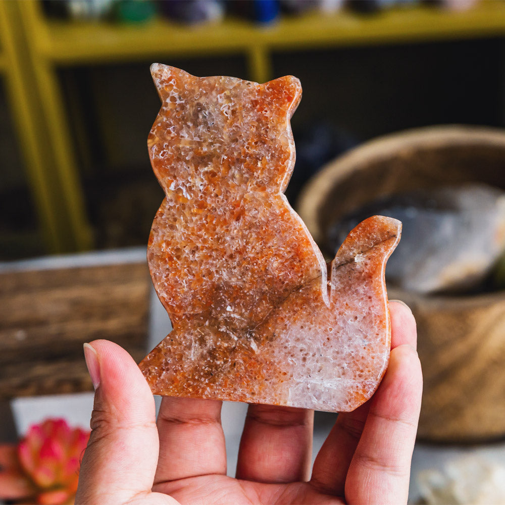 Reikistal Orange Chalcedony Cat Slice