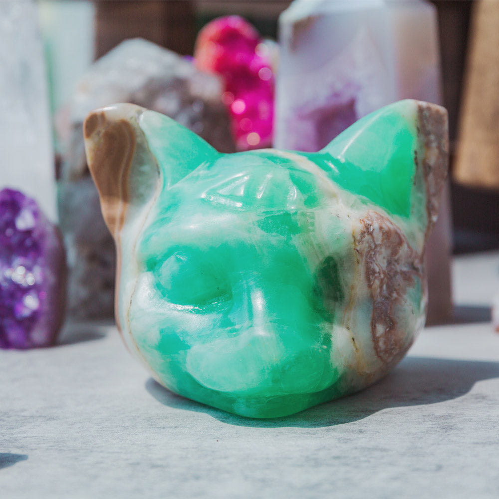 Reikistal Caribbean Calcite Cat Head