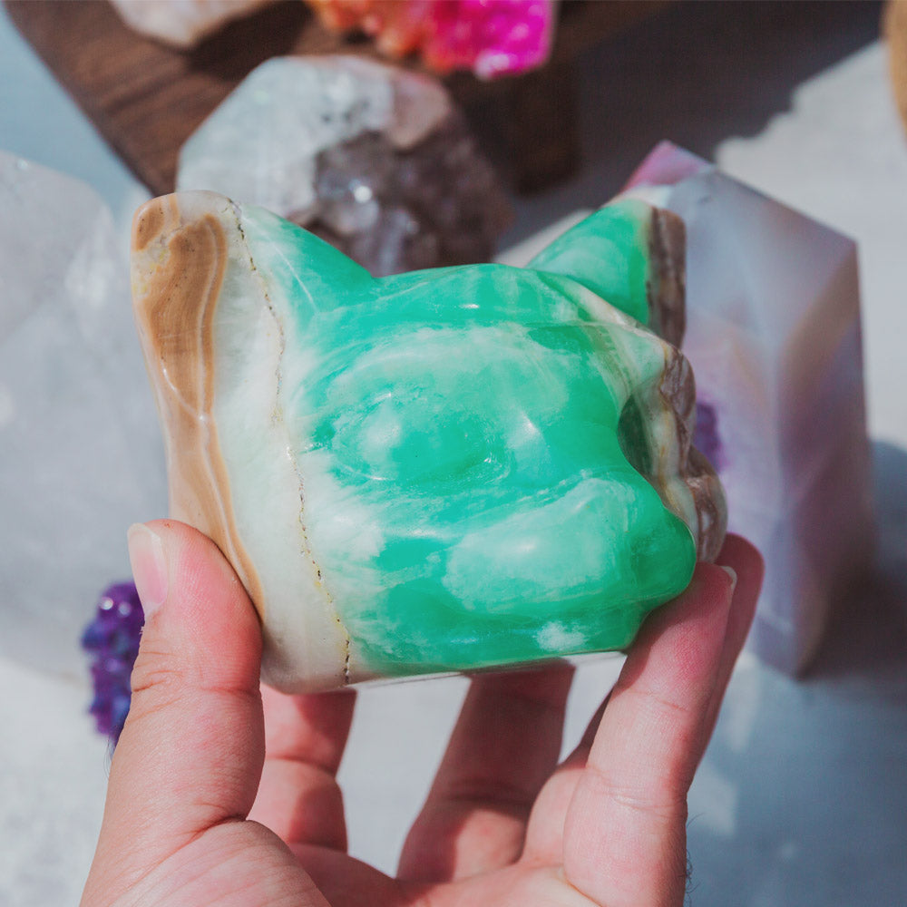 Reikistal Caribbean Calcite Cat Head