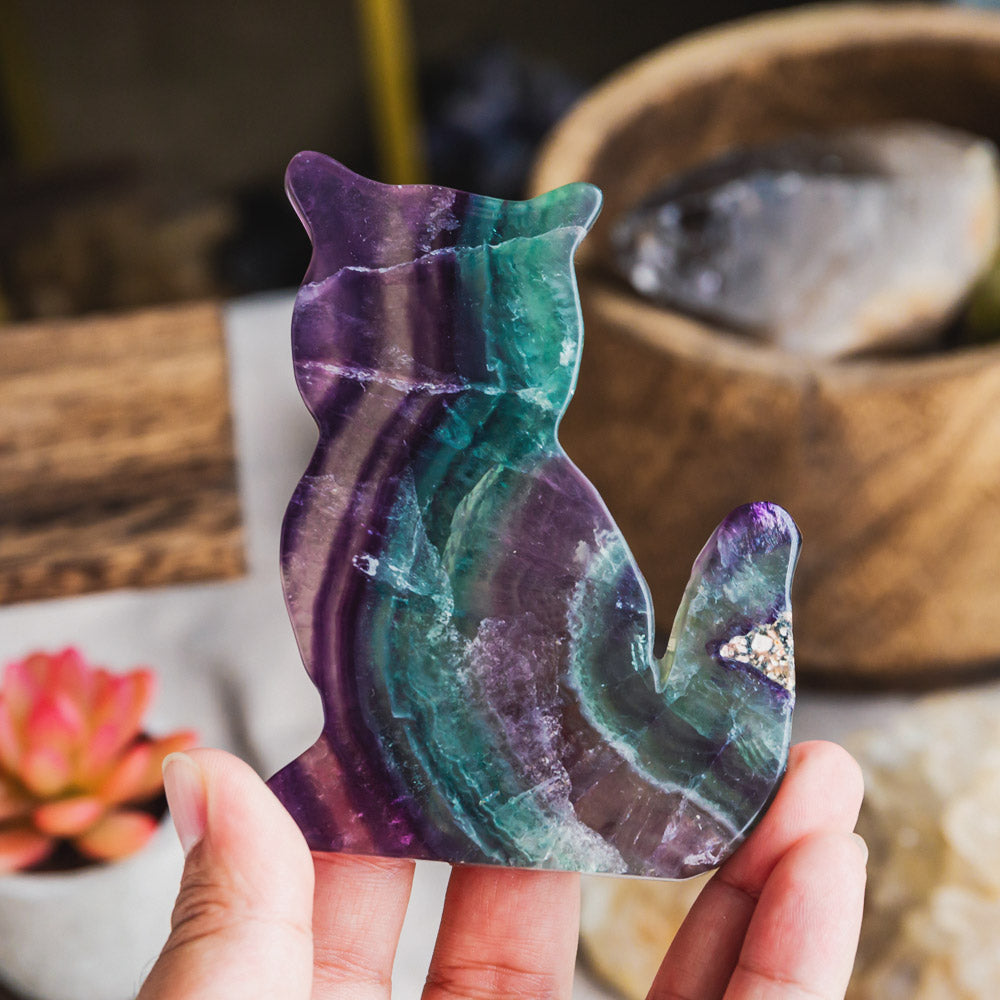 Reikistal Fluorite Cat Slice