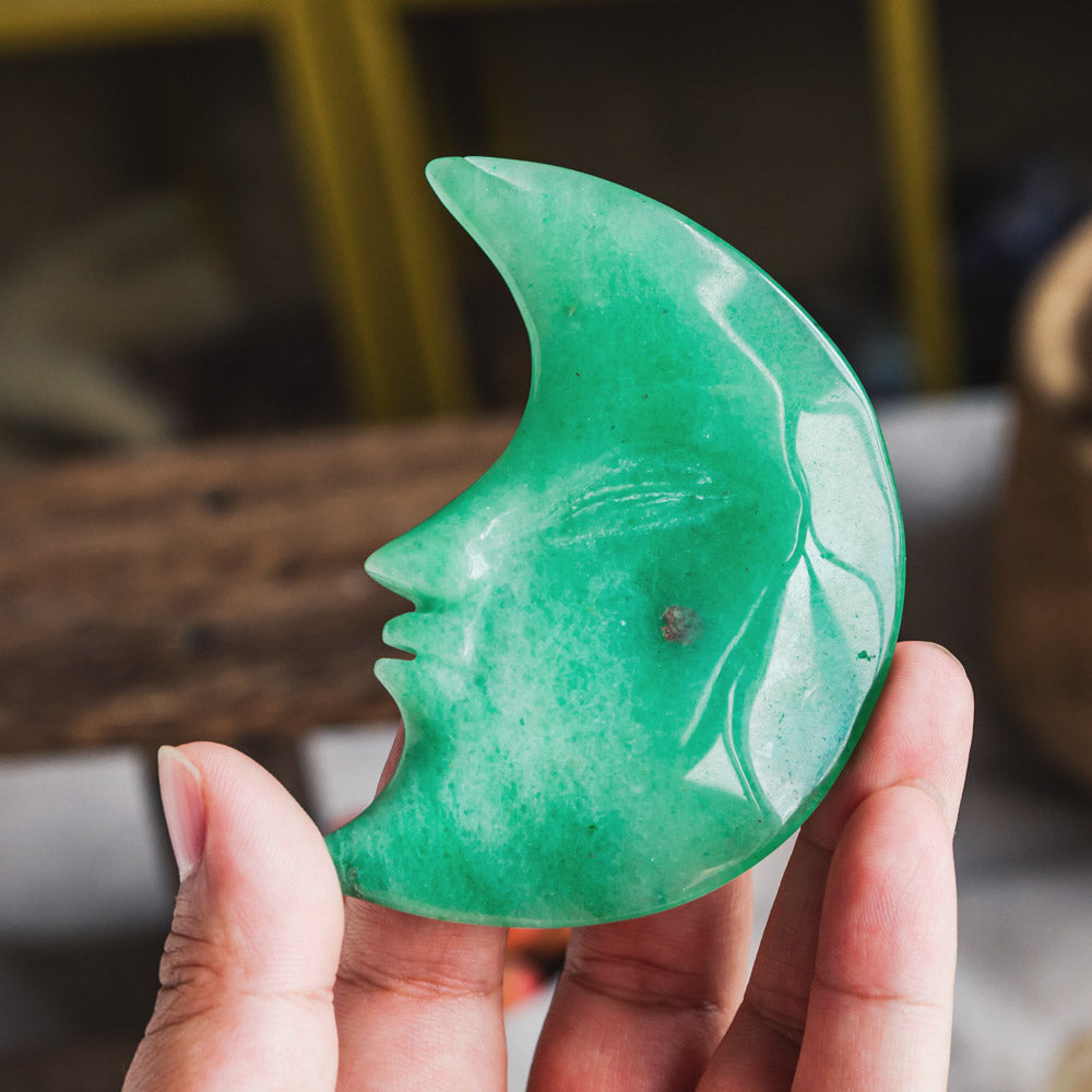 Reikistal Green Aventurine Moon Face