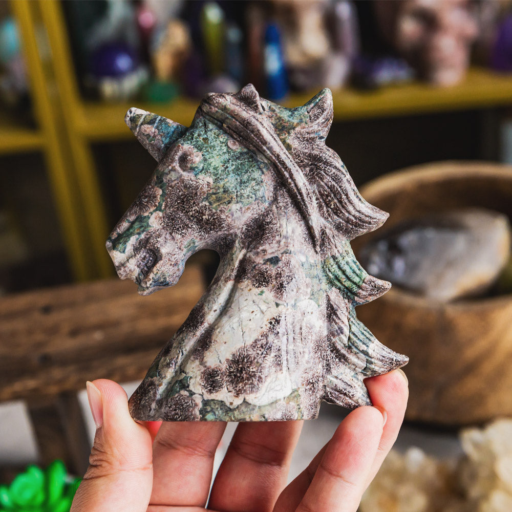 Reikistal Russa Flower Agate Unicorn