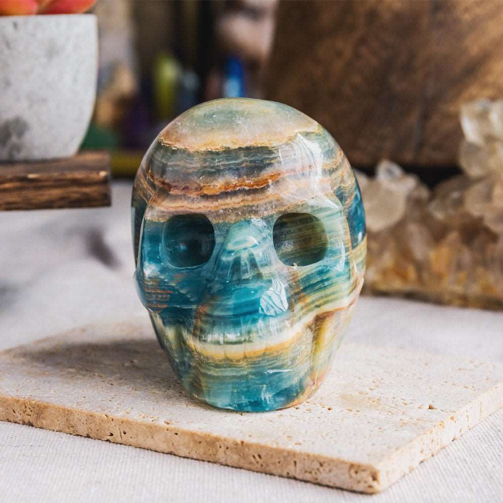 Reikistal Blue Onyx Skull