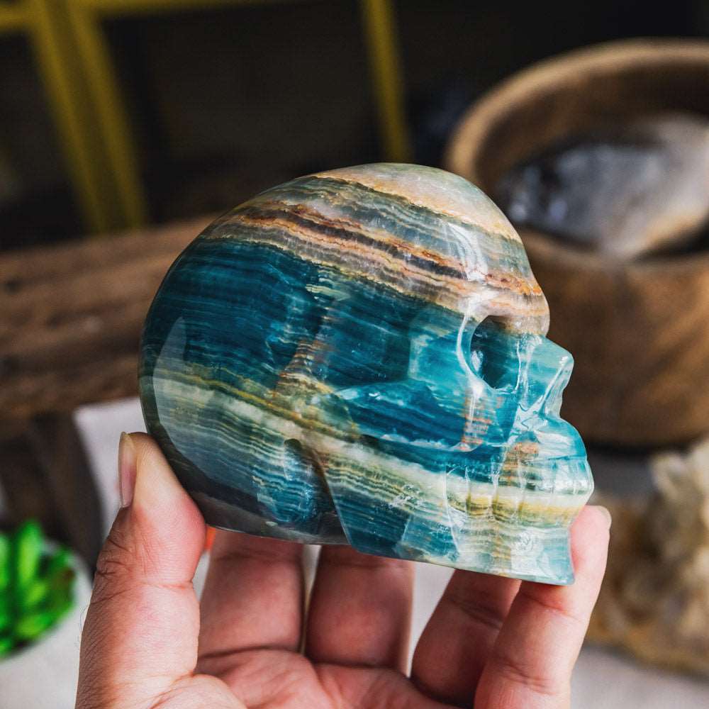 Reikistal Blue Onyx Skull