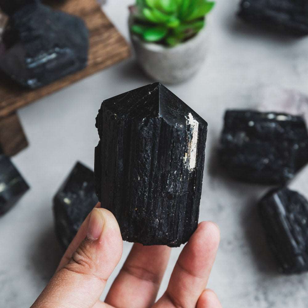 Reikistal Black Tourmaline Specimen Raw Stone Point