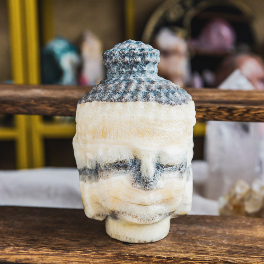 Reikistal Zebra Calcite Buddha's Head