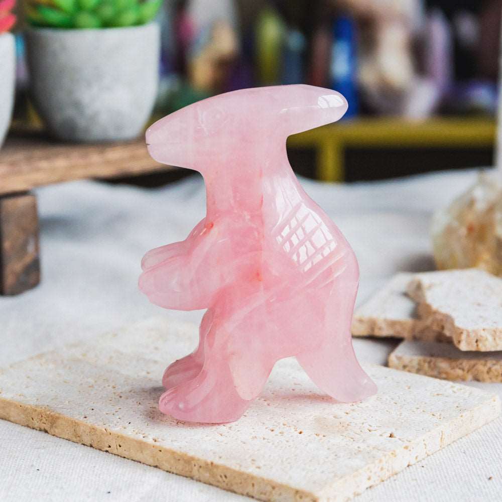 Reikistal Rose Quartz Dinosaur