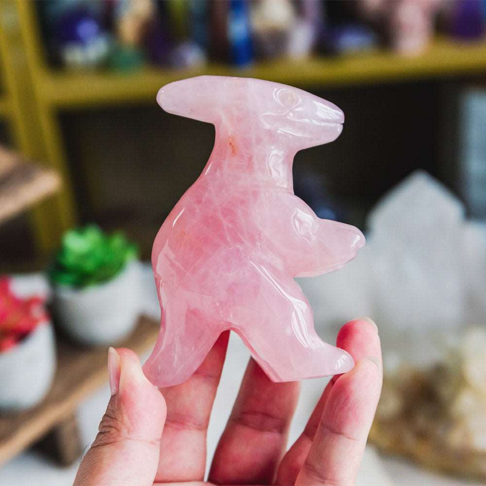 Reikistal Rose Quartz Dinosaur