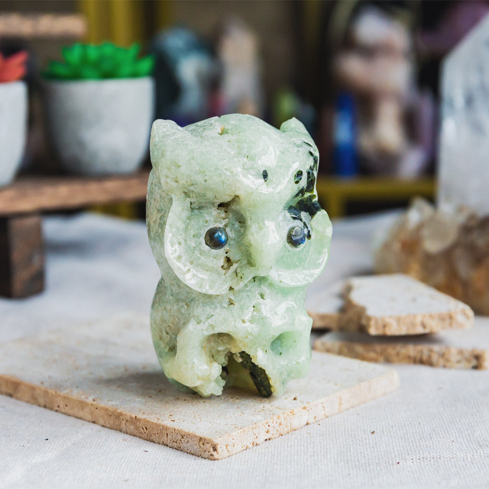 Reikistal Prehnite Owl