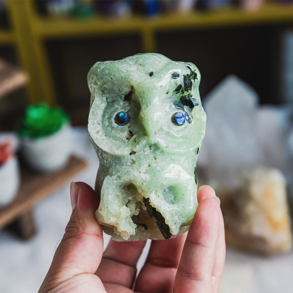 Reikistal Prehnite Owl