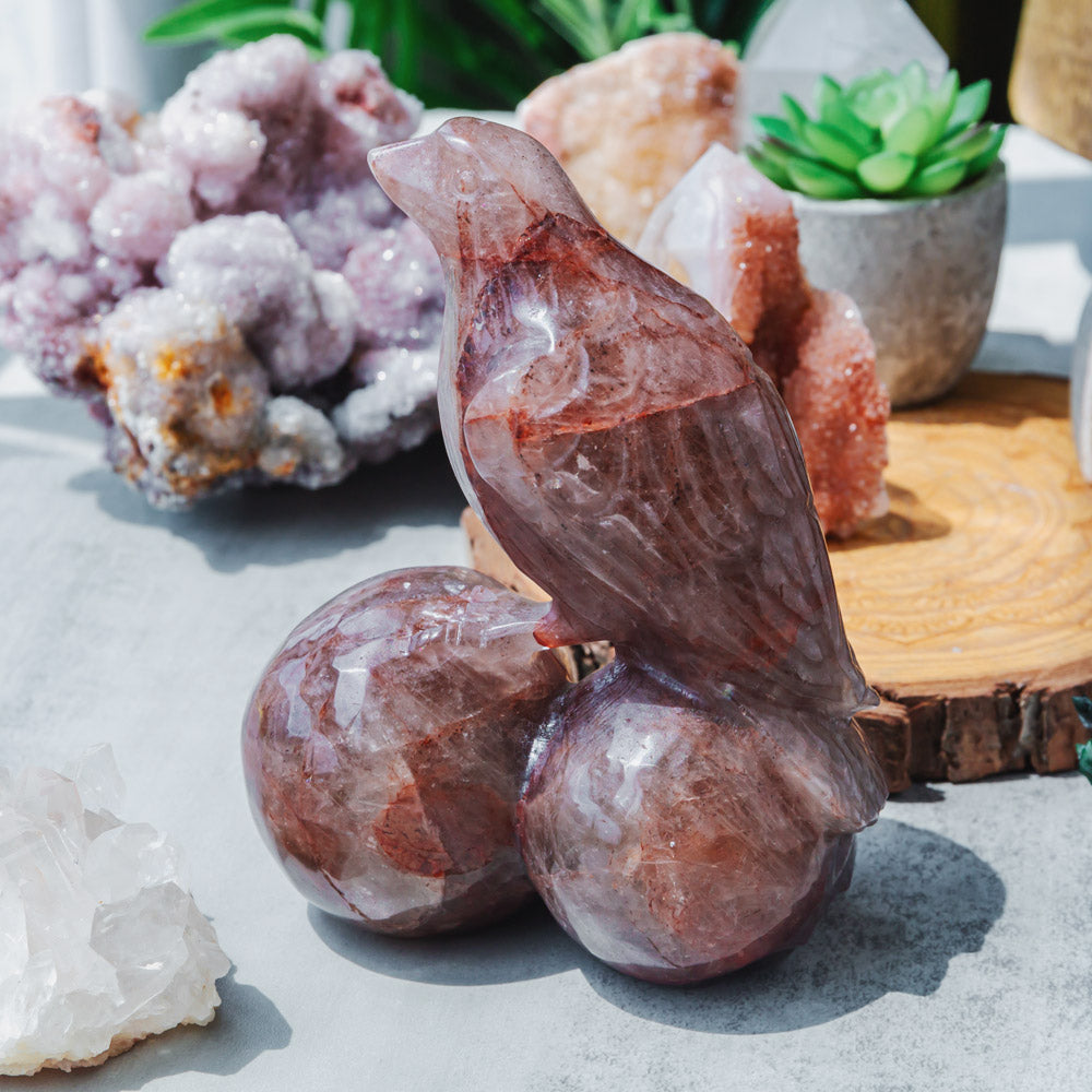 Reikistal Fire Quartz Skulls With Crow