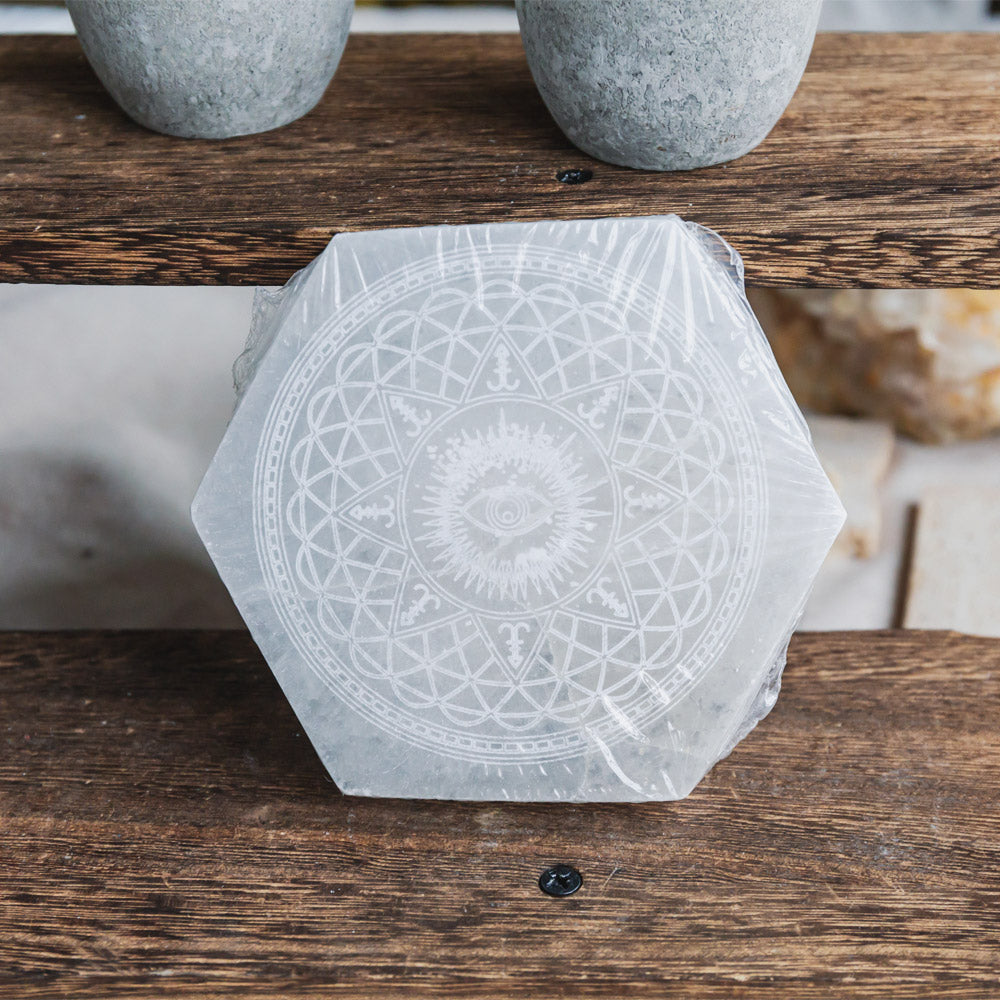 Reikistal Selenite Hexagon Plate