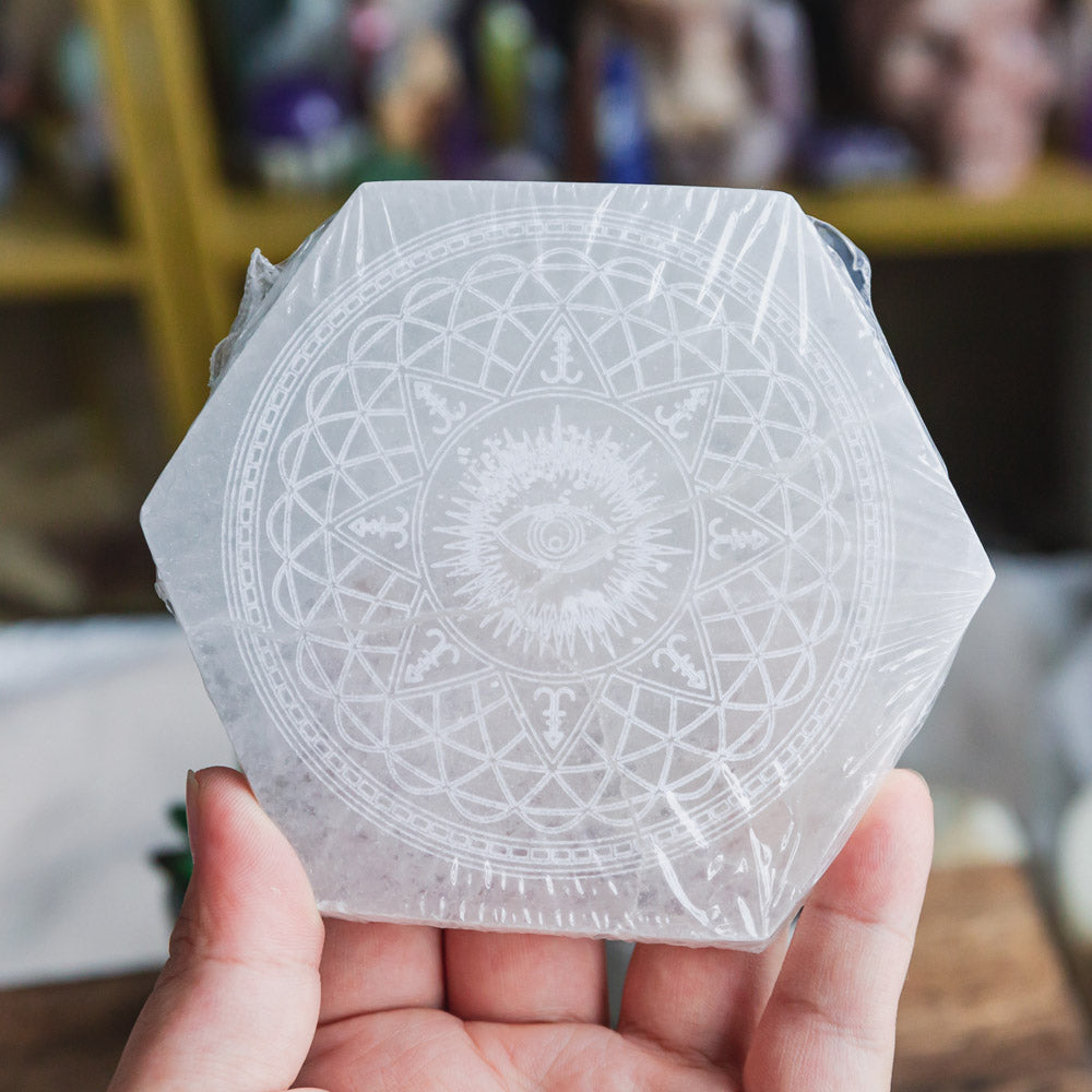 Reikistal Selenite Hexagon Plate