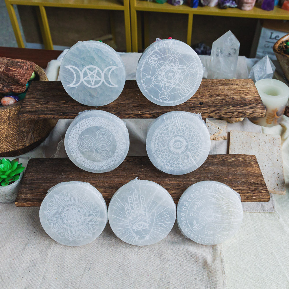 Reikistal Selenite Round Plate