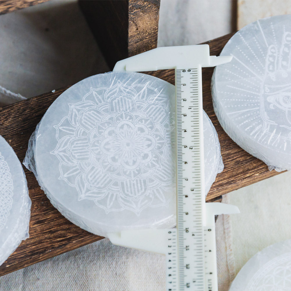 Reikistal Selenite Round Plate