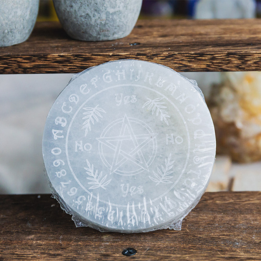 Reikistal Selenite Round Plate