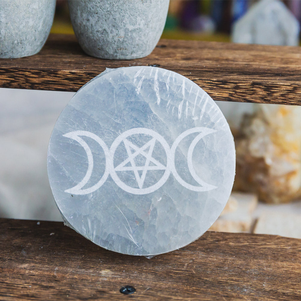 Reikistal Selenite Round Plate