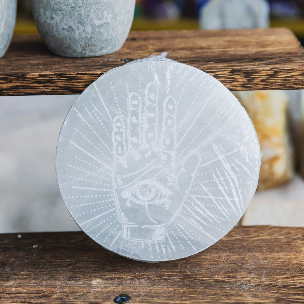 Reikistal Selenite Round Plate