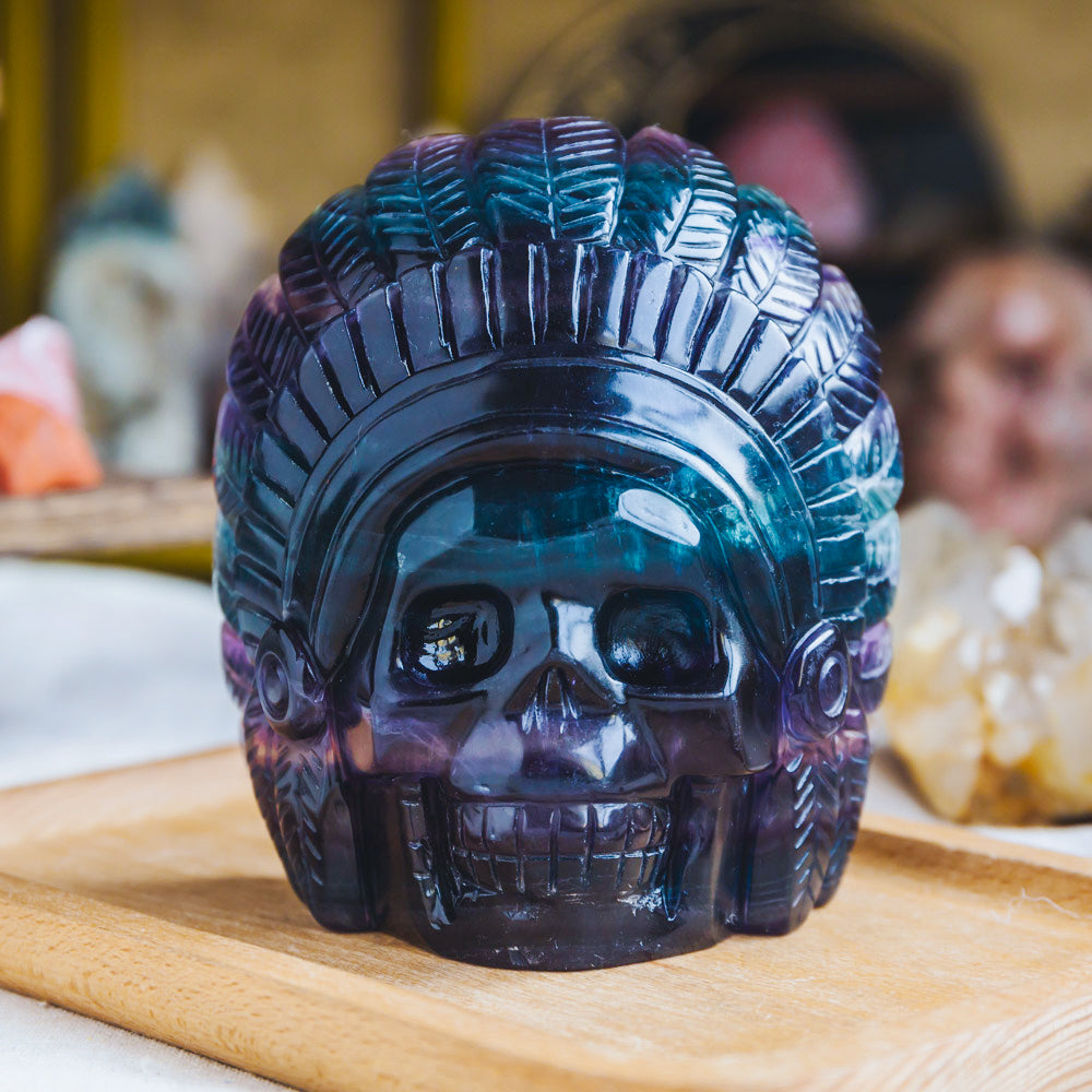 Reikistal Rainbow Fluorite Indian Skull