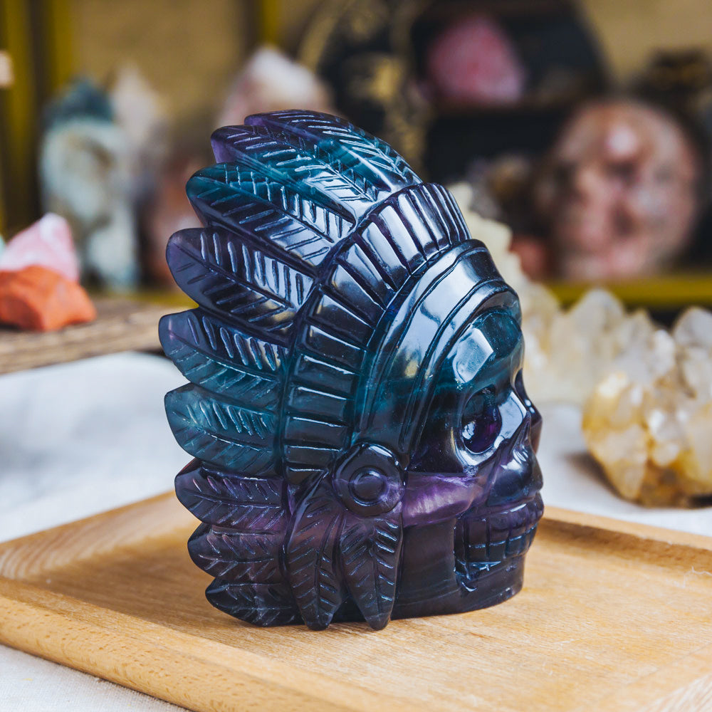 Reikistal Rainbow Fluorite Indian Skull