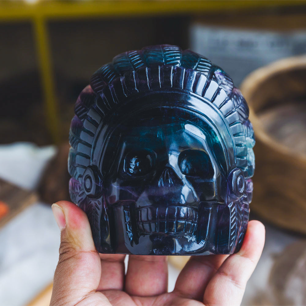 Reikistal Rainbow Fluorite Indian Skull