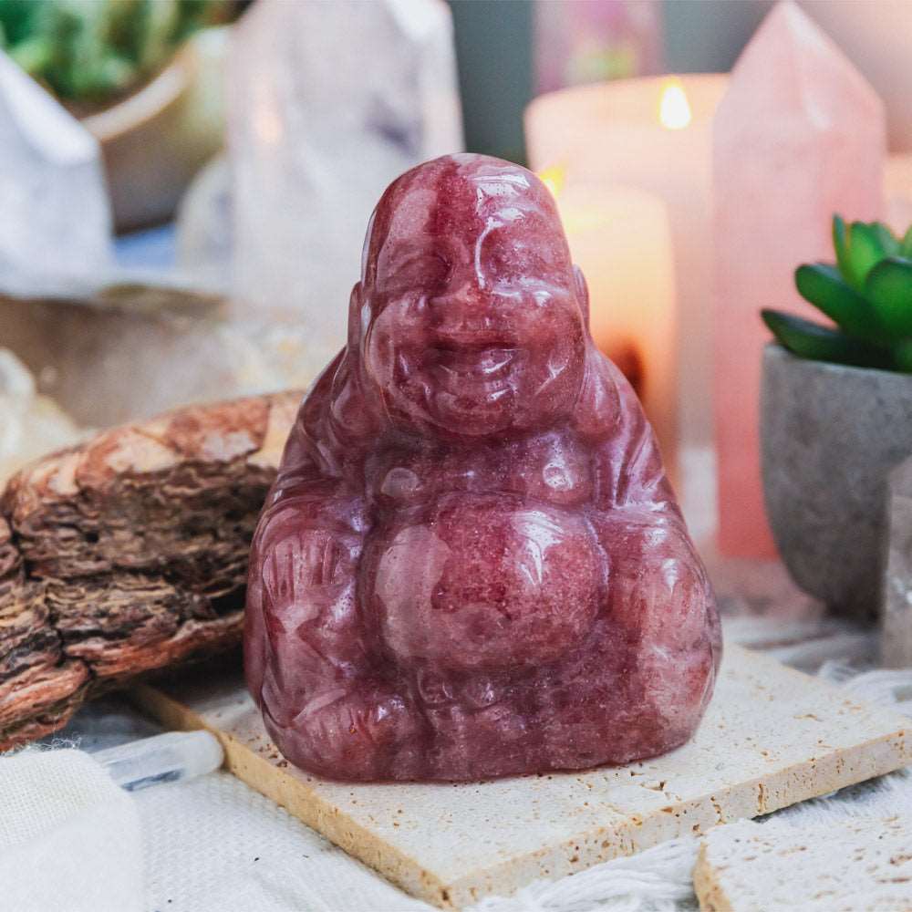 Reikistal Red Strawberry Quartz Buddha