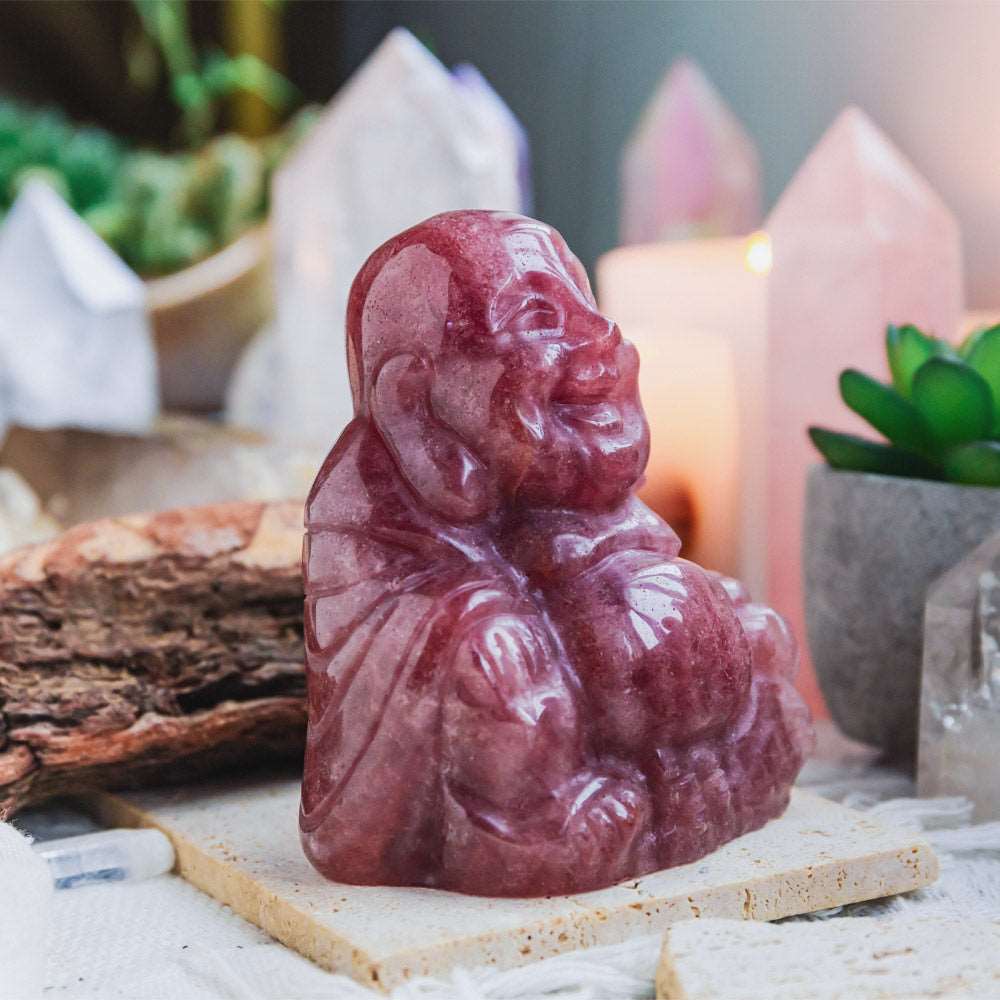 Reikistal Red Strawberry Quartz Buddha