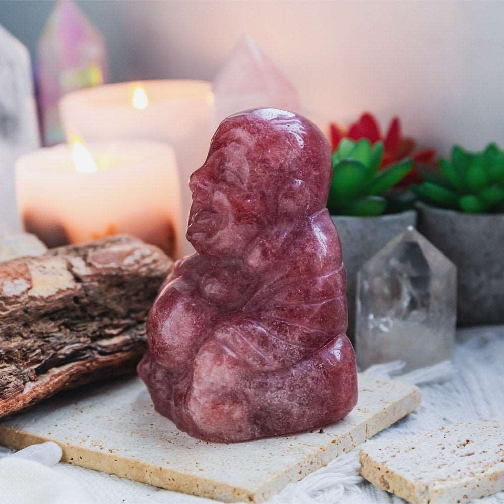 Reikistal Red Strawberry Quartz Buddha