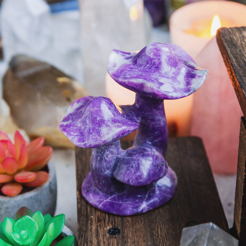 Reikistal Lepidolite Mushroom